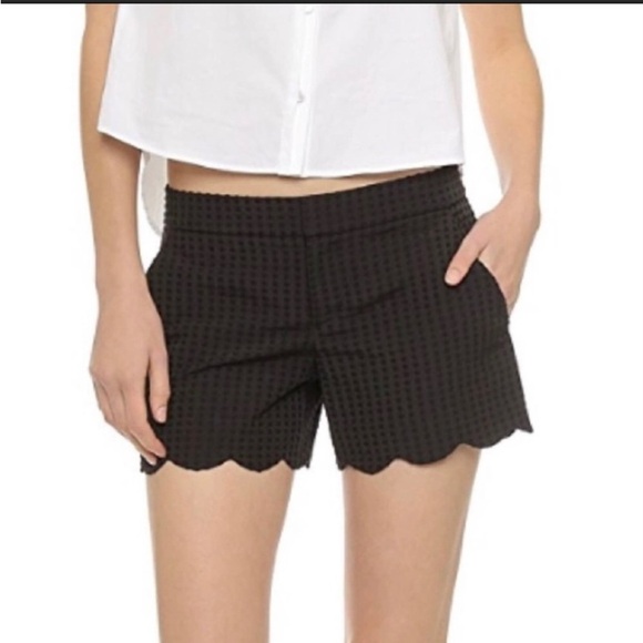 Club Monaco Amber Shorts Black Polka Dot Textured Scalloped Hem- EUC - Picture 1 of 9